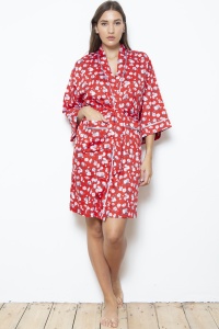 Lotus Blossom Cotton Sateen Kimono Wrap
